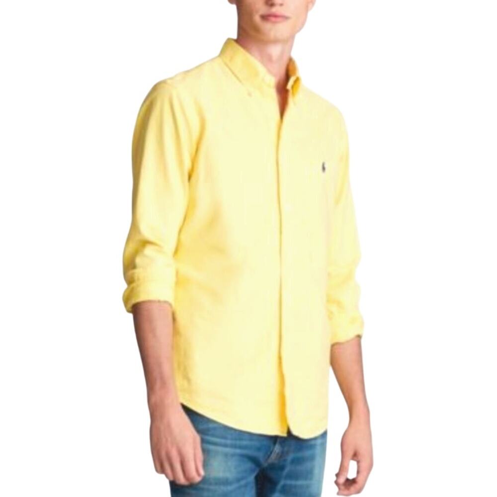 Ralph Lauren Preppy Yellow Classic Fit Big & Tall Dress Shirt 17 34/35 Like New
